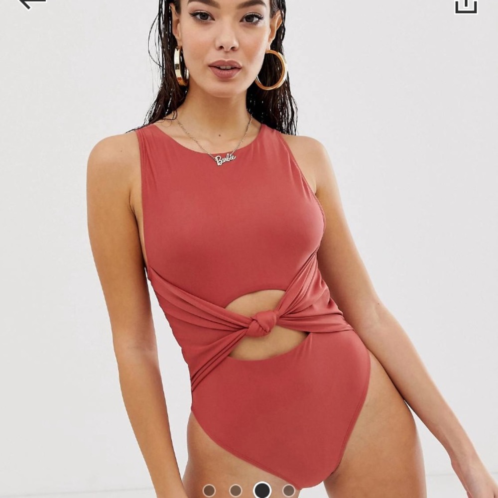 NWOT ASOS DESIGN knot front swimsuit US 2-4